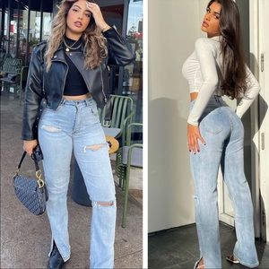 Brand new Fashion nova straight leg split hem jean